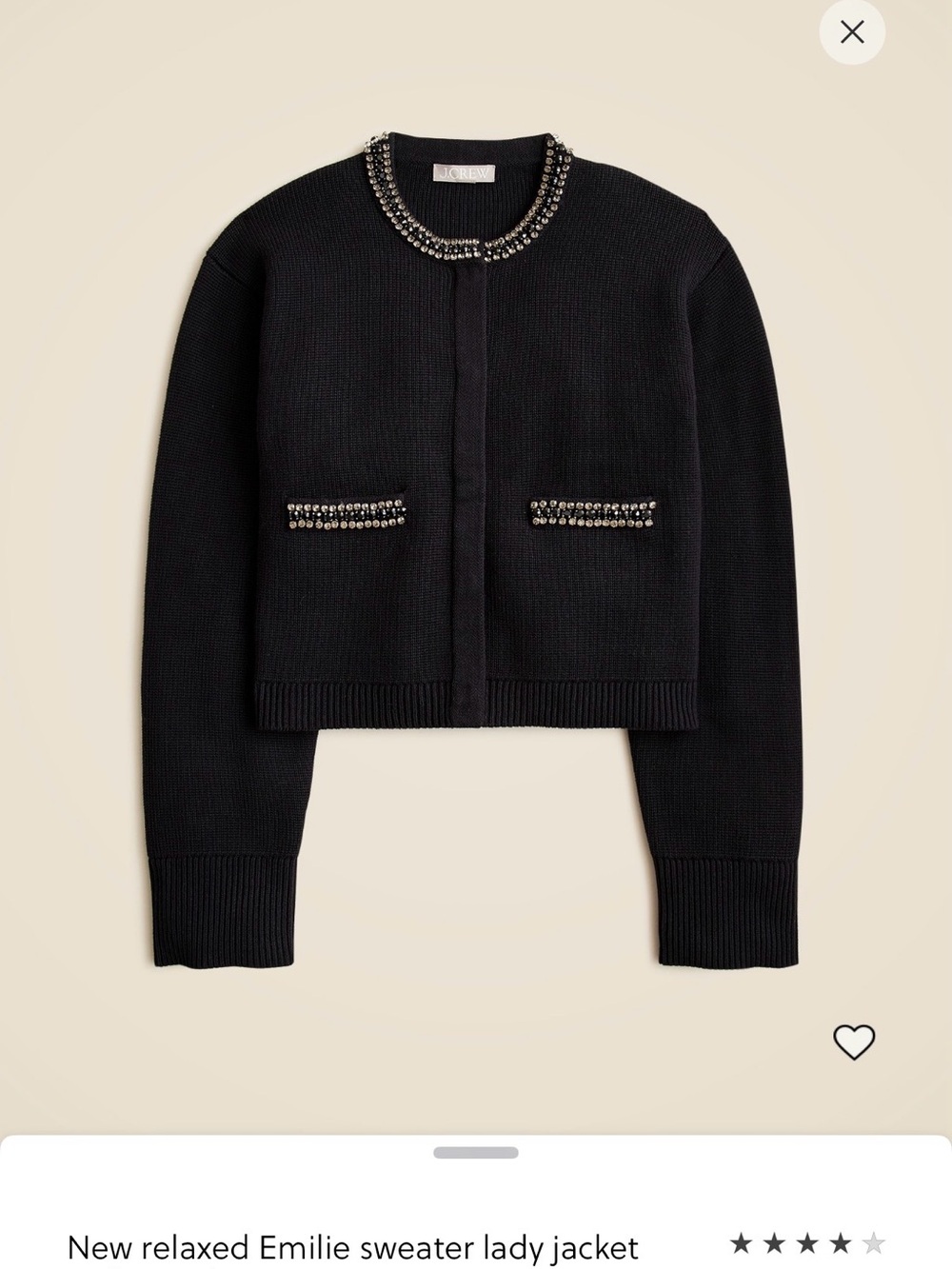 NWT J. Crew Emilie Sweater Lady Jacket Embellished